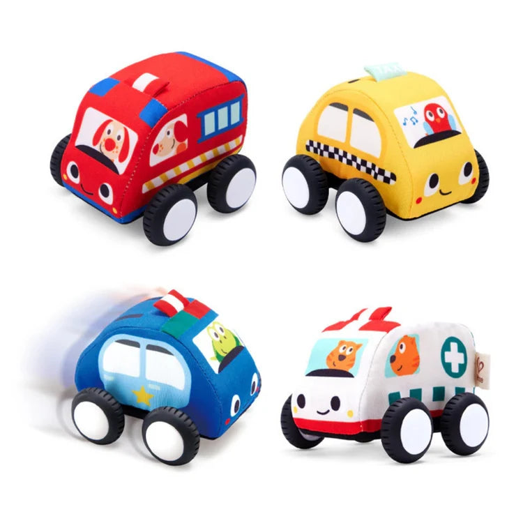 Hape Pull - Back Plush Car Set