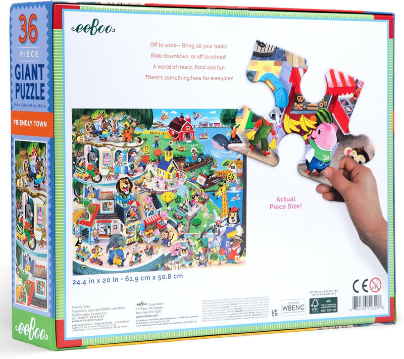 eeboo Friendly Town 36pc Giant Puzzle