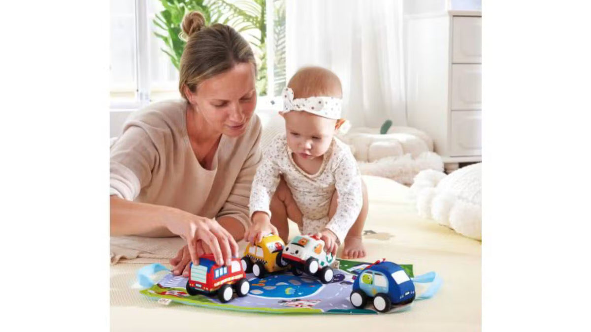 Hape Pull - Back Plush Car Set