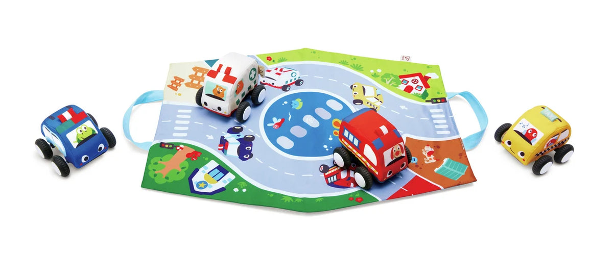 Hape Pull - Back Plush Car Set