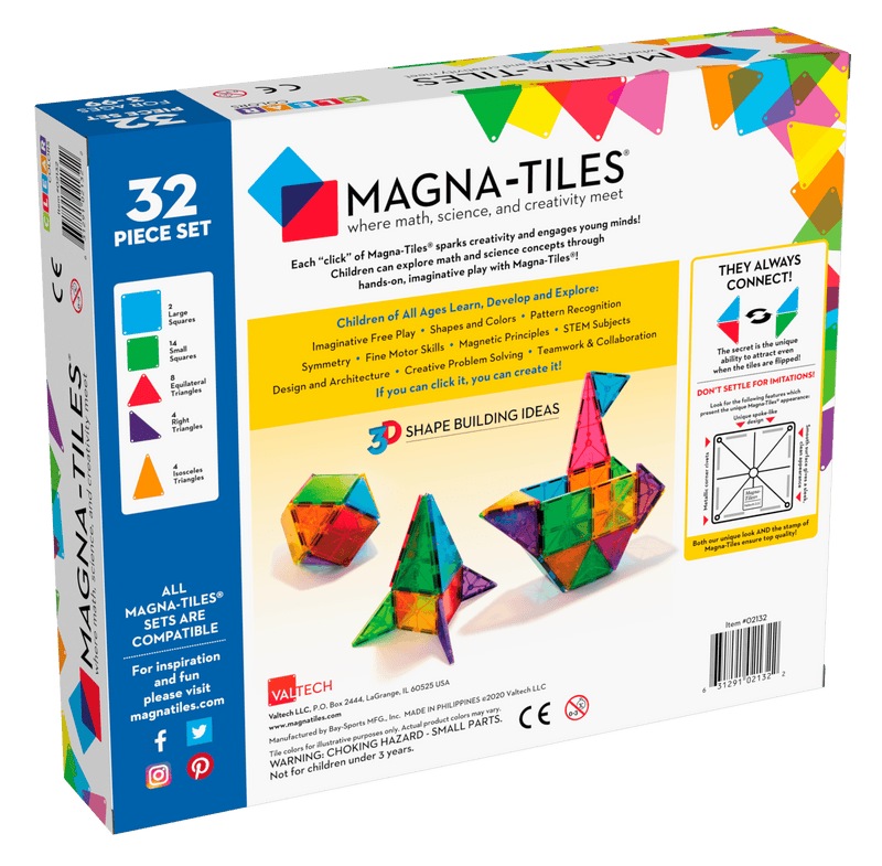 Magna Tiles Clear Colours 32 Piece Set