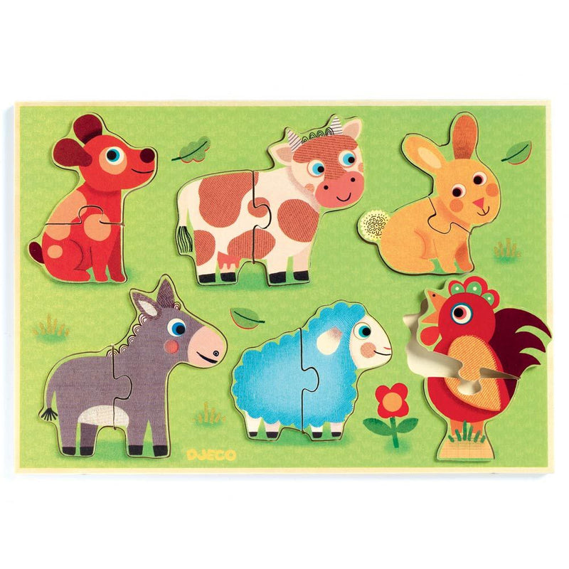 Djeco Coucou Wooden Two Piece Puzzles